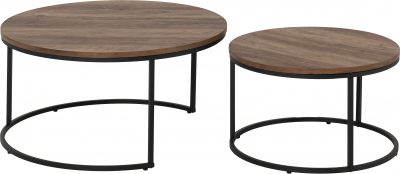 Quebec Round Coffee Table Set Medium Oak Effect/Black - WH