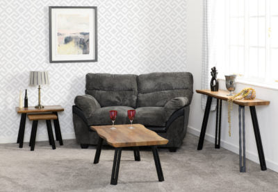 Quebec Wave Edge Coffee Table Medium Oak Effect/Black - WH
