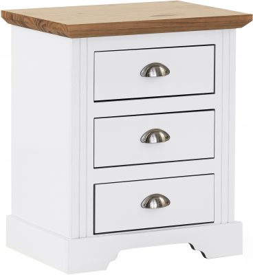 Toledo 3 Drawer Bedside White/Oak Effect
