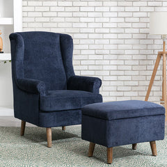 denim blue armchair