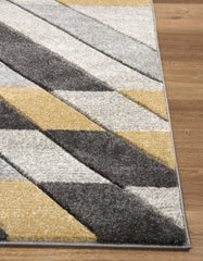 gray and mustard rug