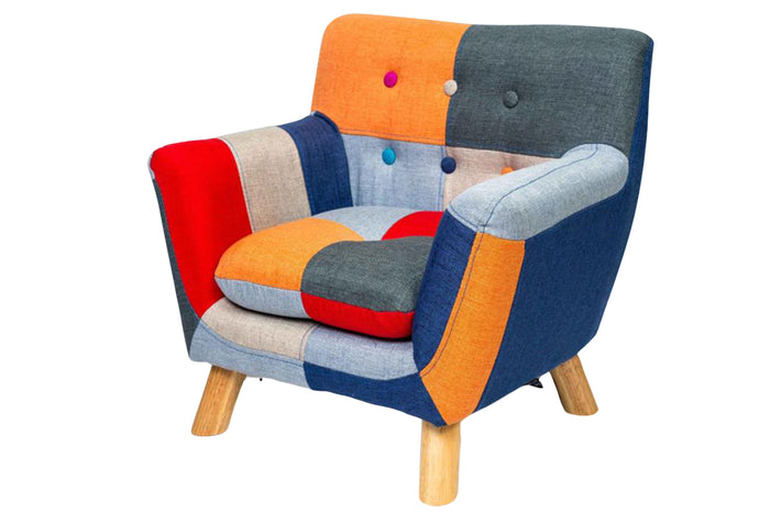 Annah Linen Patchwork Chair Multicolour