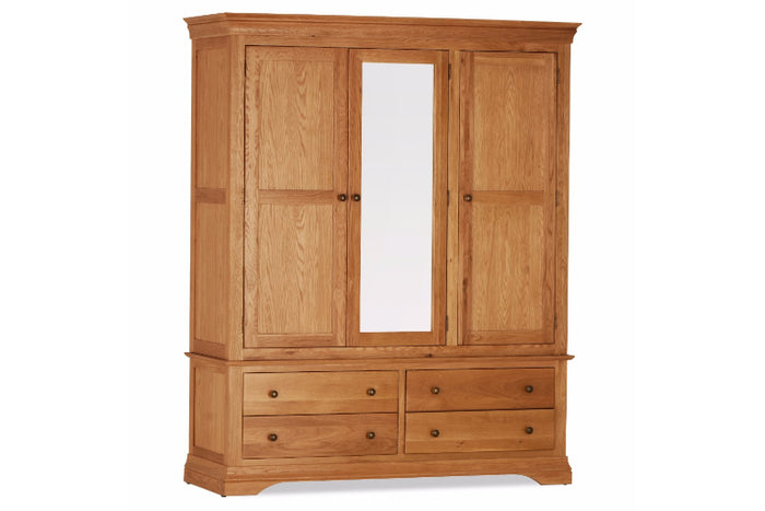 Delta Oak Triple Wardrobe with Drawers