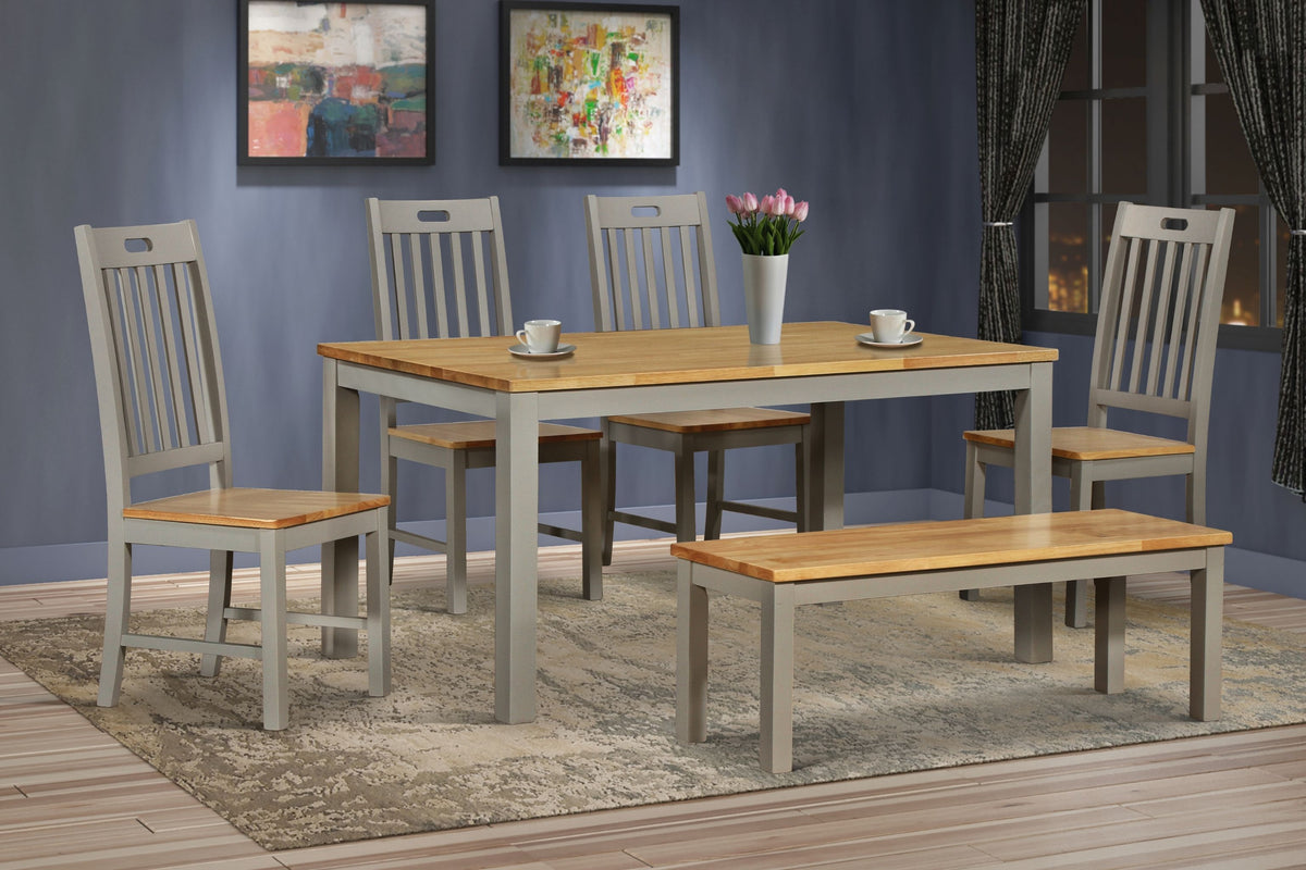 Nappa Grey & Oak Dining Set with Bench